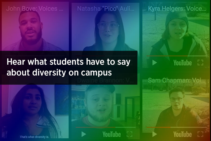 YouTube video screenshots of students talking about diversity on campus